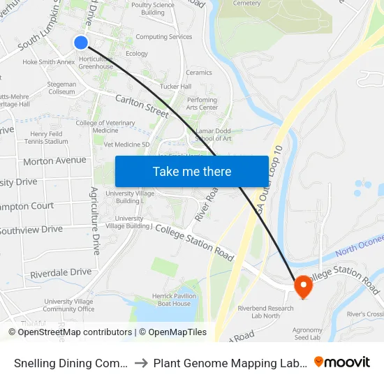 Snelling Dining Commons to Plant Genome Mapping Laboratory map