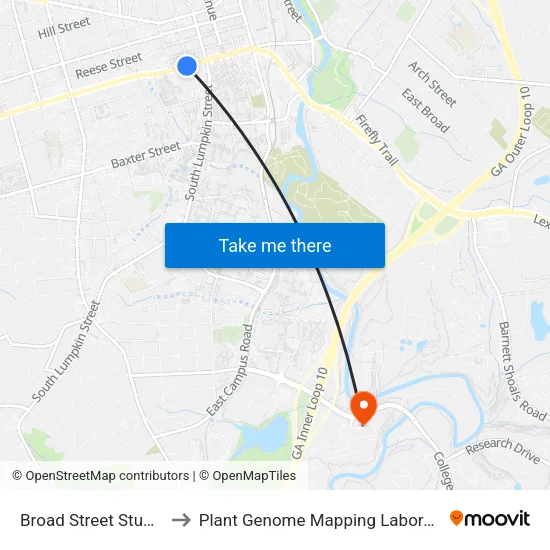 Broad Street Studios to Plant Genome Mapping Laboratory map