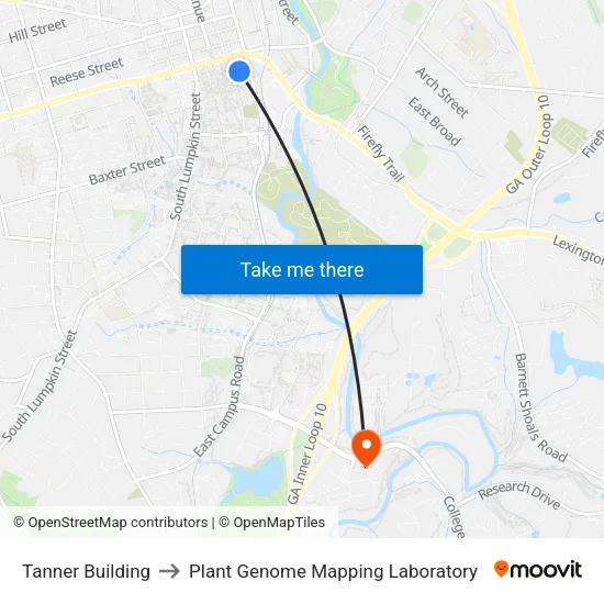 Tanner Building to Plant Genome Mapping Laboratory map