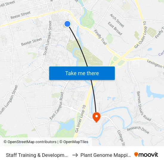 Staff Training & Development (Southbound) to Plant Genome Mapping Laboratory map