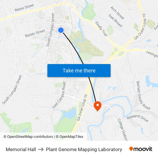 Memorial Hall to Plant Genome Mapping Laboratory map