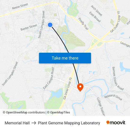 Memorial Hall to Plant Genome Mapping Laboratory map