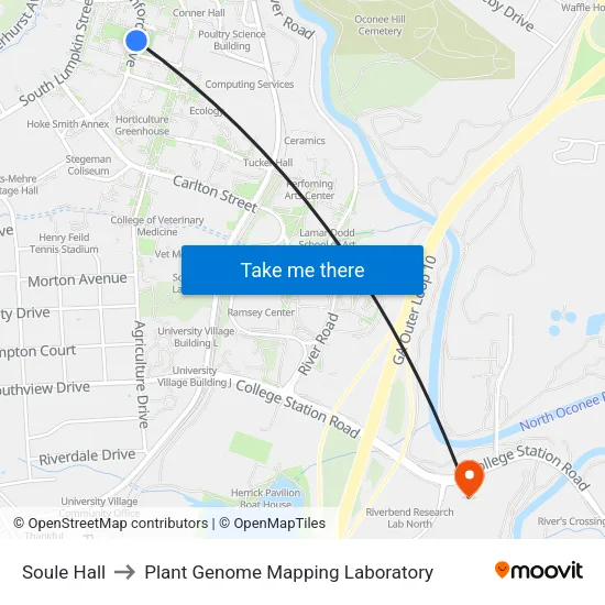 Soule Hall to Plant Genome Mapping Laboratory map