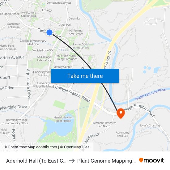 Aderhold Hall (To East Campus Rd.) to Plant Genome Mapping Laboratory map