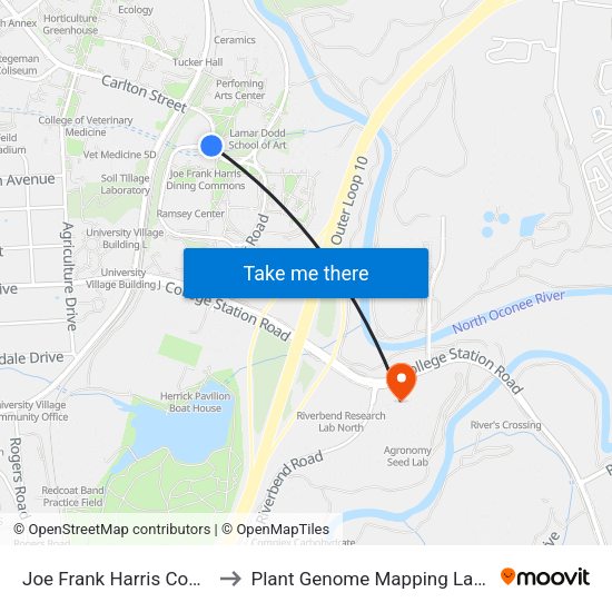 Joe Frank Harris Commons to Plant Genome Mapping Laboratory map