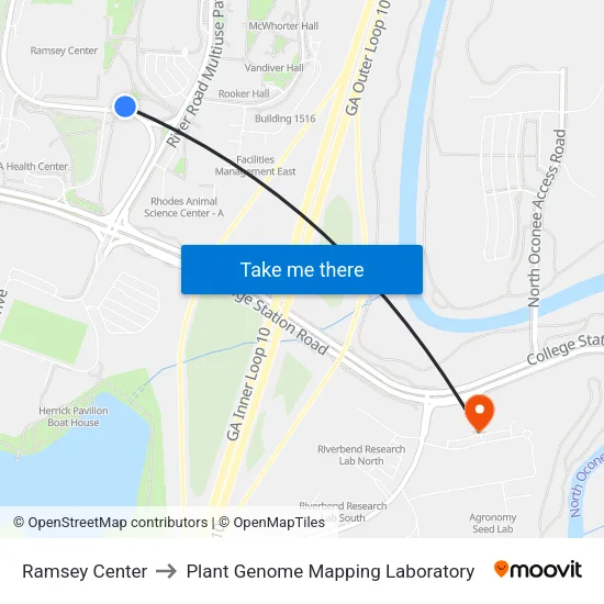 Ramsey Center to Plant Genome Mapping Laboratory map