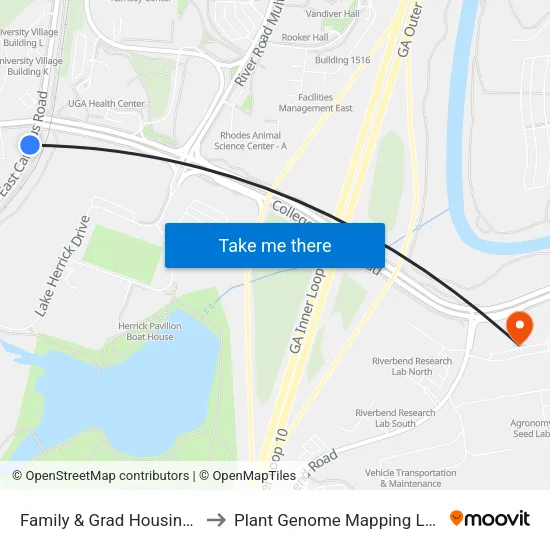 Family & Grad Housing Bldg H to Plant Genome Mapping Laboratory map