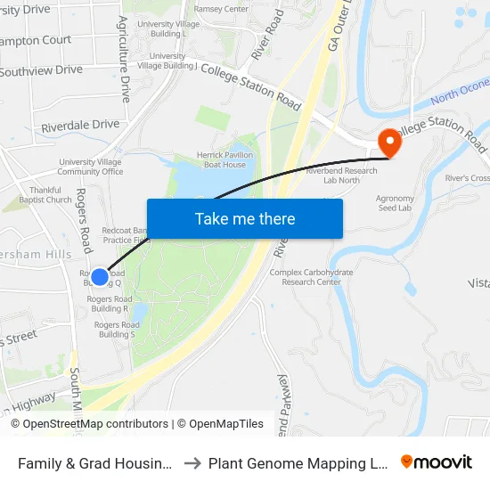 Family & Grad Housing Bldg Q to Plant Genome Mapping Laboratory map