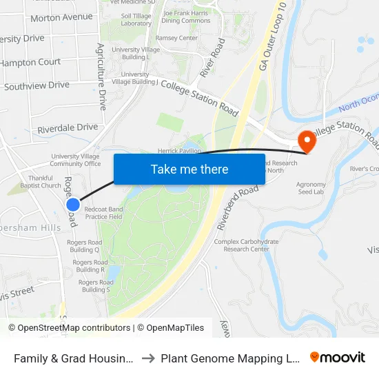 Family & Grad Housing Bldg P to Plant Genome Mapping Laboratory map