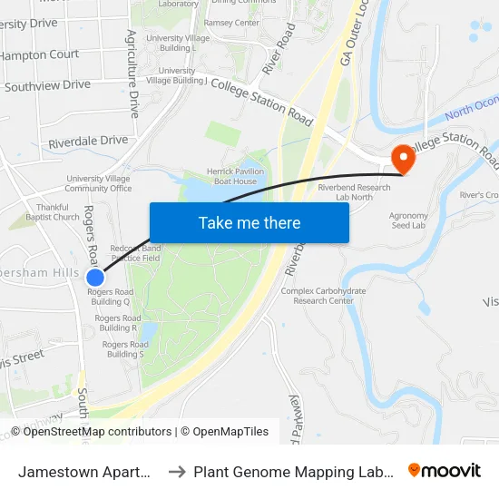 Jamestown Apartments to Plant Genome Mapping Laboratory map