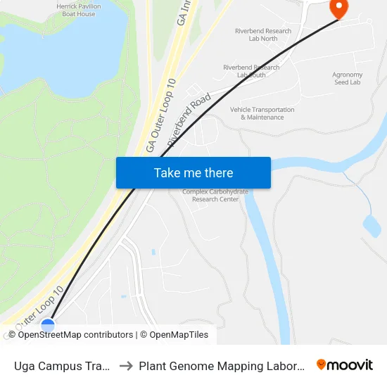 Uga Campus Transit to Plant Genome Mapping Laboratory map