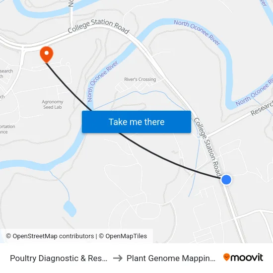 Poultry Diagnostic & Research Center to Plant Genome Mapping Laboratory map