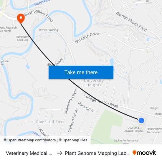 Veterinary Medical Center to Plant Genome Mapping Laboratory map
