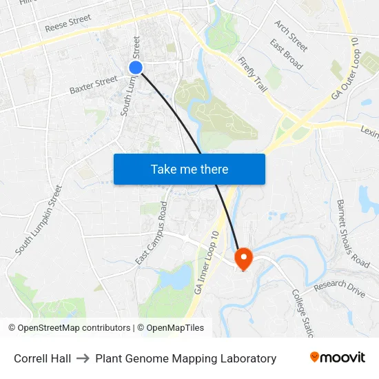 Correll Hall to Plant Genome Mapping Laboratory map