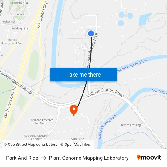 Park And Ride to Plant Genome Mapping Laboratory map