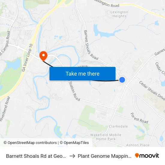 Barnett Shoals Rd at Georgetown Cir Ib to Plant Genome Mapping Laboratory map