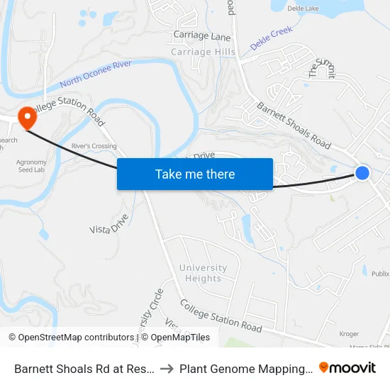 Barnett Shoals Rd at Research Dr Ob to Plant Genome Mapping Laboratory map