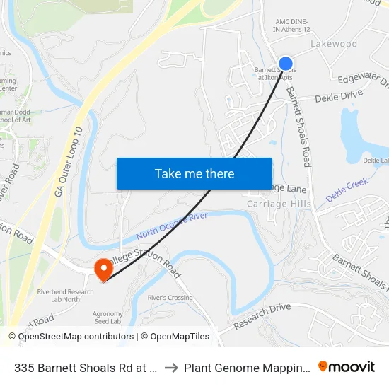 335 Barnett Shoals Rd at Johnson Dr Ib to Plant Genome Mapping Laboratory map