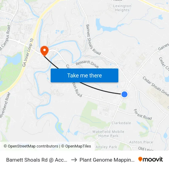 Barnett Shoals Rd @ Access Road Neb to Plant Genome Mapping Laboratory map