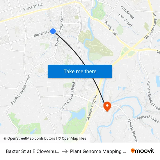 Baxter St at E Cloverhurst Ave Ib to Plant Genome Mapping Laboratory map