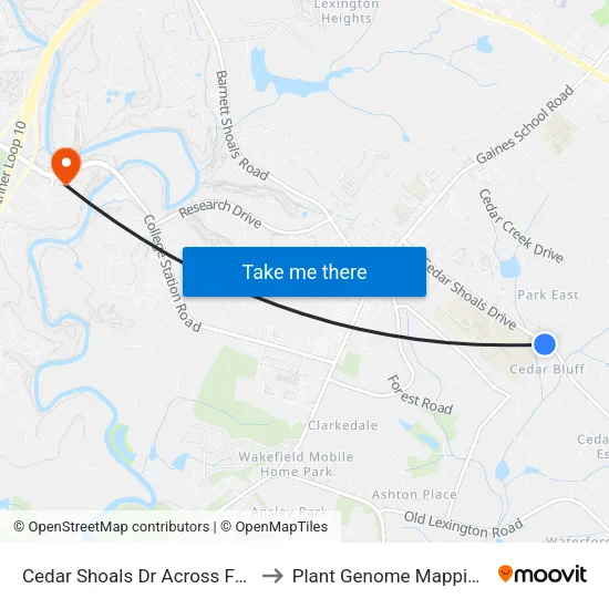 Cedar Shoals Dr Across From E Paces Dr to Plant Genome Mapping Laboratory map