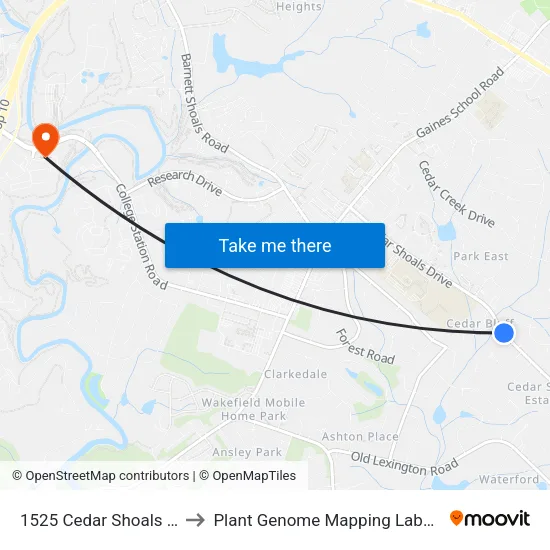 1525 Cedar Shoals Dr Ib to Plant Genome Mapping Laboratory map