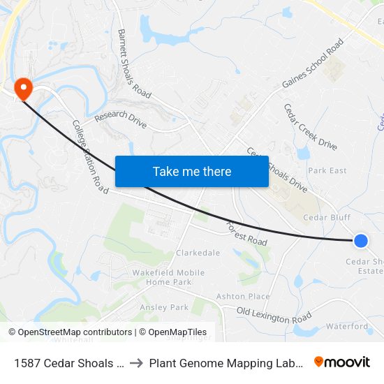1587 Cedar Shoals Dr Ib to Plant Genome Mapping Laboratory map