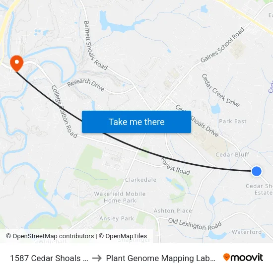 1587 Cedar Shoals Dr Ib to Plant Genome Mapping Laboratory map