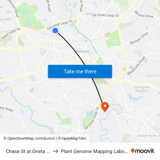 Chase St at Oneta St Ib to Plant Genome Mapping Laboratory map