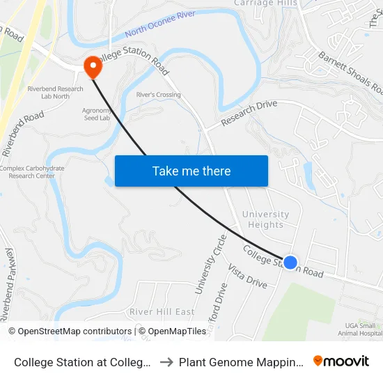 College Station at College Cir 1st Stop to Plant Genome Mapping Laboratory map