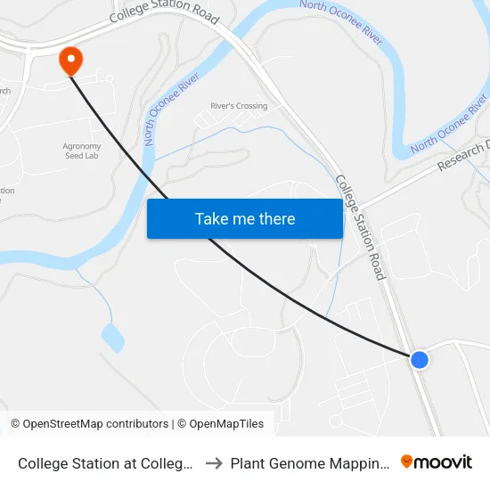College Station at College Cir 2nd Stop to Plant Genome Mapping Laboratory map