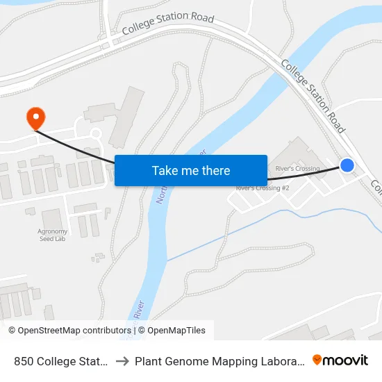 850 College Station to Plant Genome Mapping Laboratory map