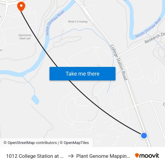 1012 College Station at University Cir to Plant Genome Mapping Laboratory map