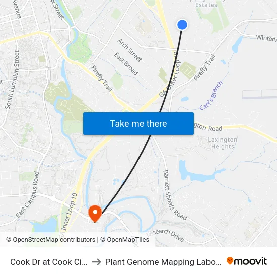Cook Dr at Cook Cir Ob to Plant Genome Mapping Laboratory map