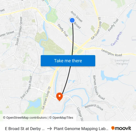 E Broad St at Derby St Ob to Plant Genome Mapping Laboratory map
