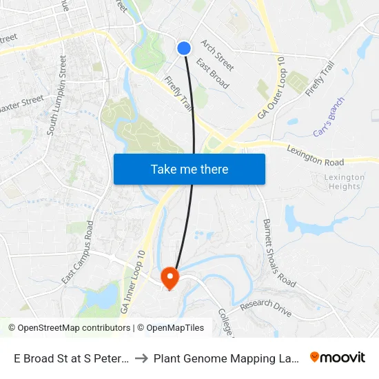E Broad St at S Peter St Ob to Plant Genome Mapping Laboratory map