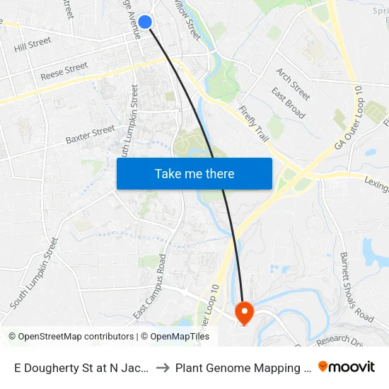 E Dougherty St at N Jackson St Ob to Plant Genome Mapping Laboratory map