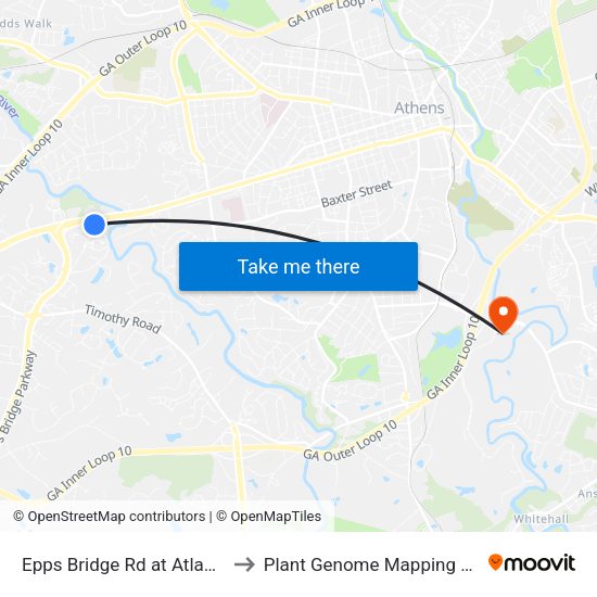 Epps Bridge Rd at Atlanta Hwy Ib to Plant Genome Mapping Laboratory map
