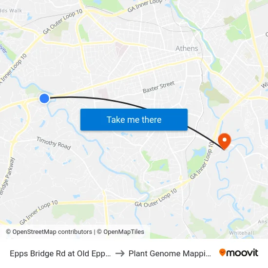 Epps Bridge Rd at Old Epps Bridge Rd Ob to Plant Genome Mapping Laboratory map
