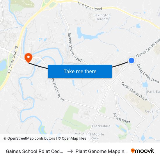 Gaines School Rd at Cedar Creek Dr Ob to Plant Genome Mapping Laboratory map
