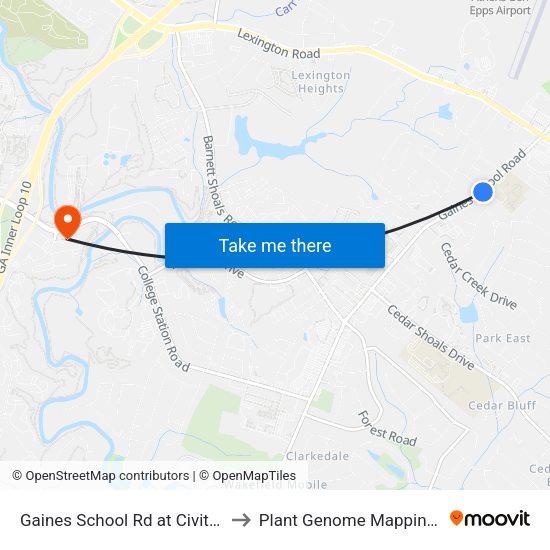 Gaines School Rd at Civitan Club Dr Ob to Plant Genome Mapping Laboratory map