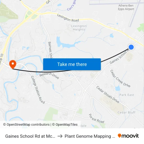 Gaines School Rd at Mcdonalds Ib to Plant Genome Mapping Laboratory map