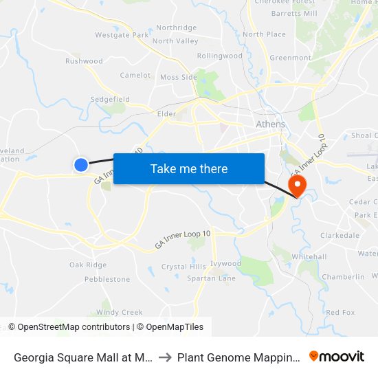 Georgia Square Mall at Marilyn Farmer to Plant Genome Mapping Laboratory map