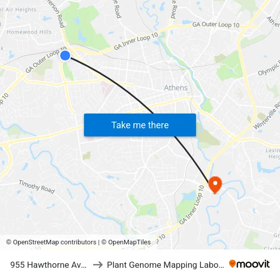 955 Hawthorne Avenue to Plant Genome Mapping Laboratory map