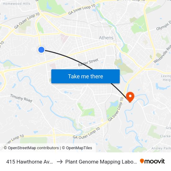 415 Hawthorne Avenue to Plant Genome Mapping Laboratory map