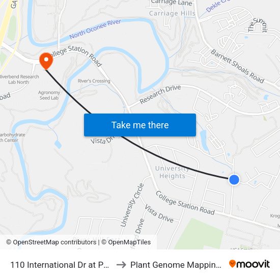 110 International Dr at Polo Club Apts to Plant Genome Mapping Laboratory map