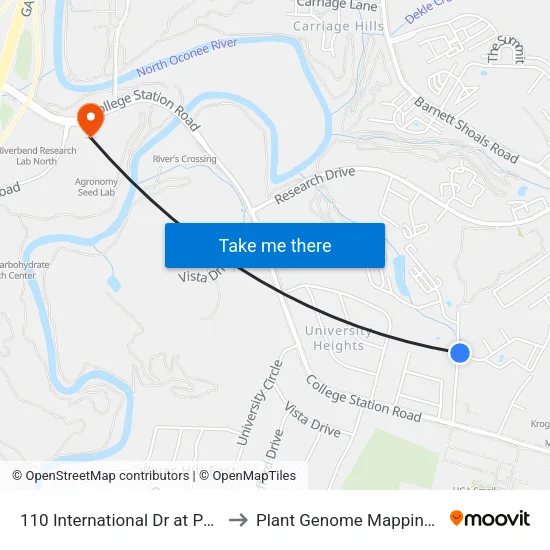 110 International Dr at Polo Club Apts to Plant Genome Mapping Laboratory map