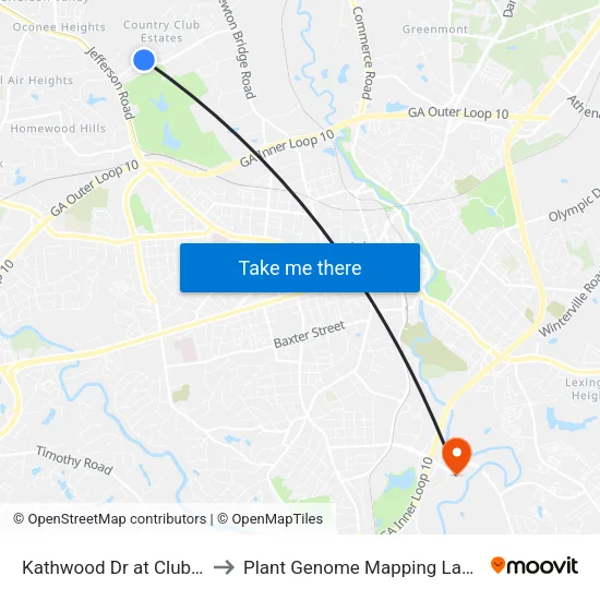 Kathwood Dr at Club Dr Ob to Plant Genome Mapping Laboratory map