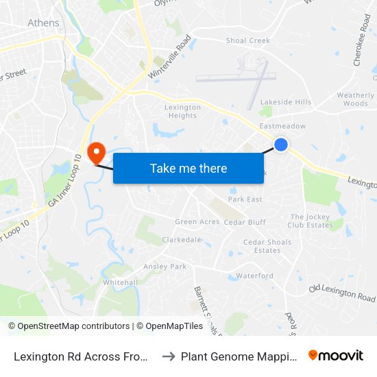Lexington Rd Across From Cooper Rd Ob to Plant Genome Mapping Laboratory map