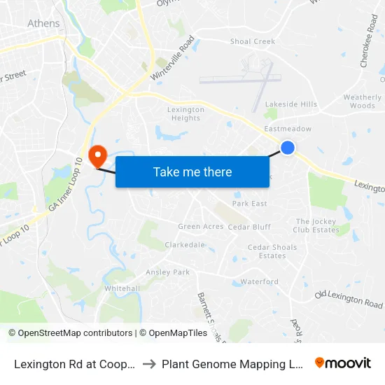 Lexington Rd at Cooper Rd Ib to Plant Genome Mapping Laboratory map